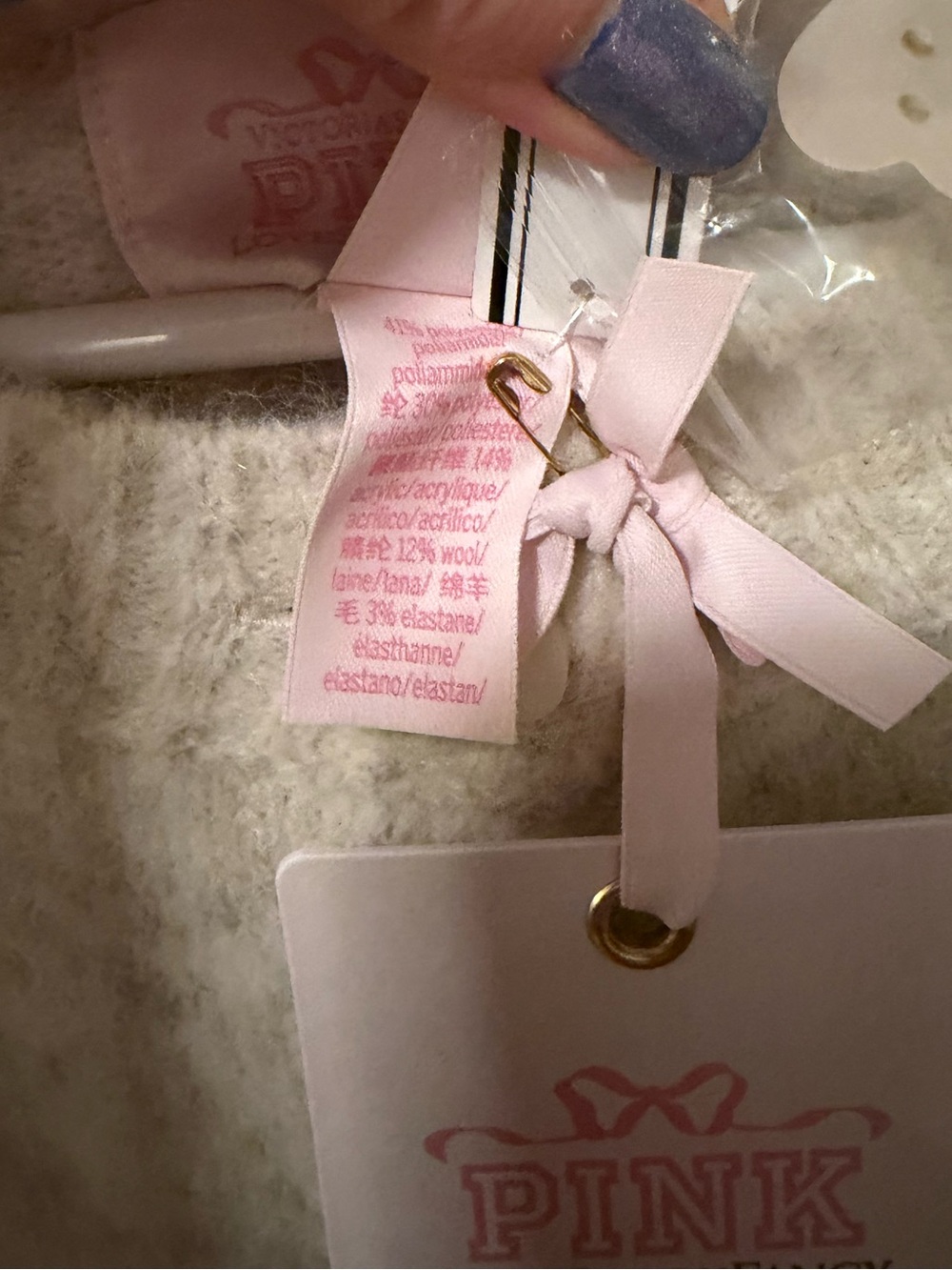 LoveShackFancy x Pink Cozy Cream Sweater with Pink Bow Motif - Picture 6 of 6